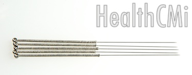 Image of a 1 inch filiform needle made of stainless steel with wound handle. 