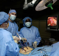 Laparoscopic surgery is performed in this image. 