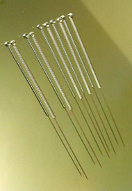 Acupuncture needles used for obese diabetics. 