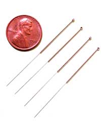 Acupuncture needles for hypertension are shown here. 